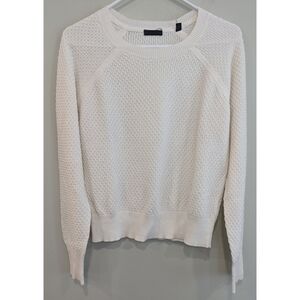 ATM White Textured Cotton Cashmere Sweater Size Medium